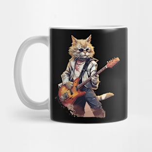 Rockstar Cat Playing Electric Guitar Mug